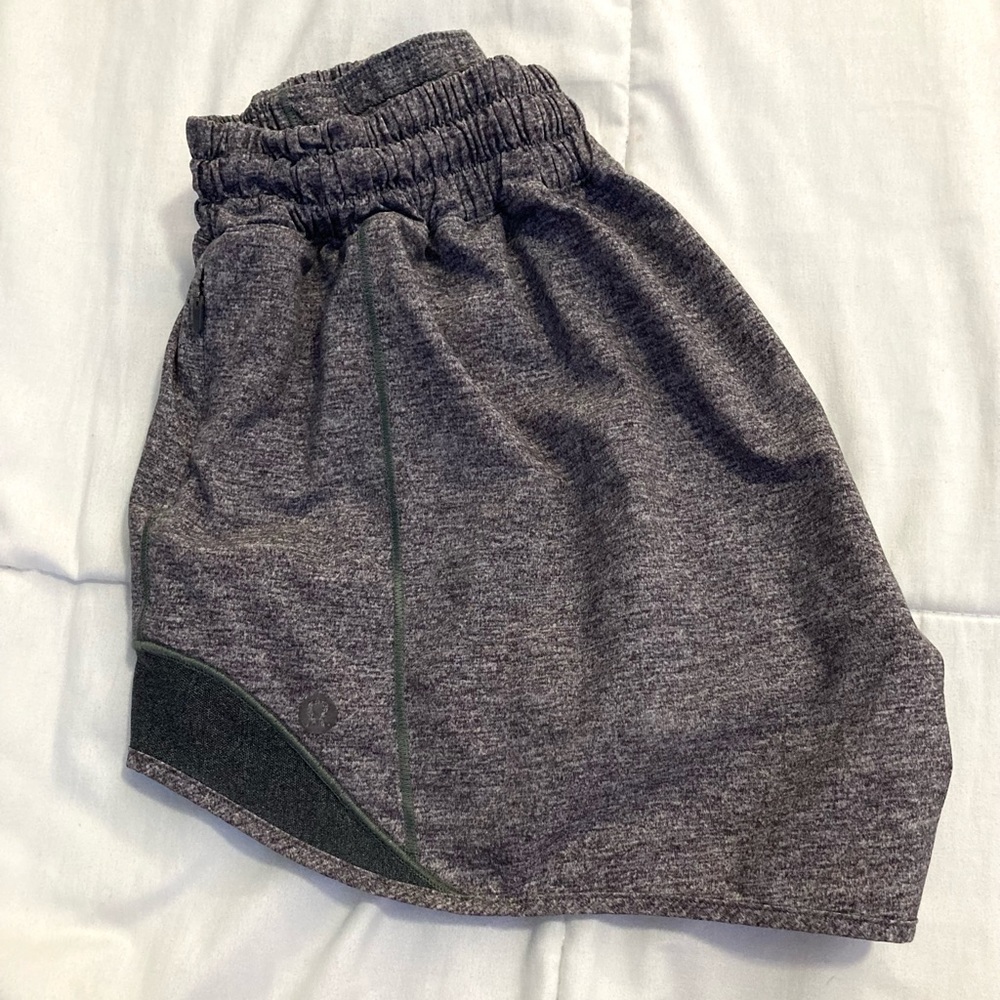 Grey Lululemon hotty hot shorts. Size 4 and 4 inch tall. Worn only a few times.